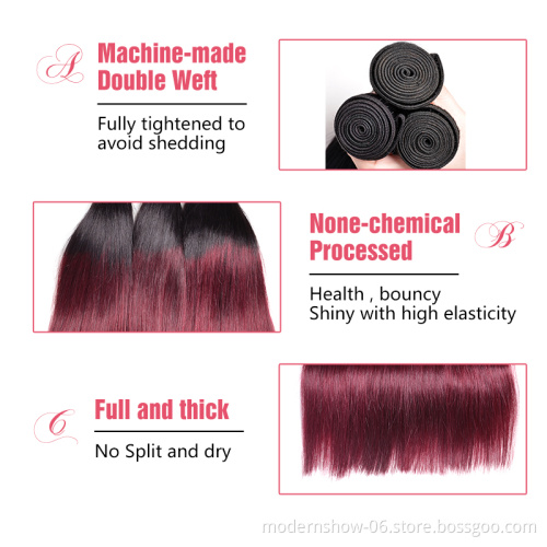 100% Virgin Cuticle Aligned Hair Modern Show Raw Human Hair Weave Cheap Ombre Color 1B/99J Body Wave Peruvian Hair Bundles